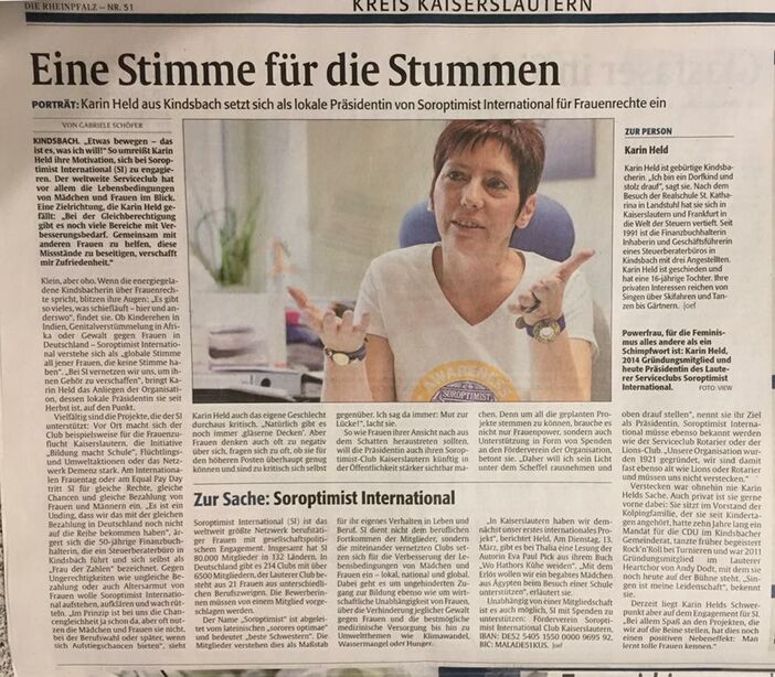 SI Präsidentin Karin Held im Interview mit der Rheinpfalz